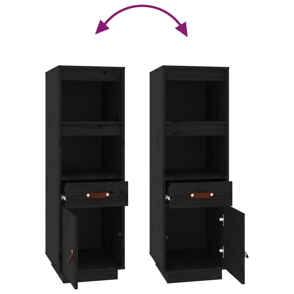 Vitrineskap Svart 34x40x108,5 cm heltre furu