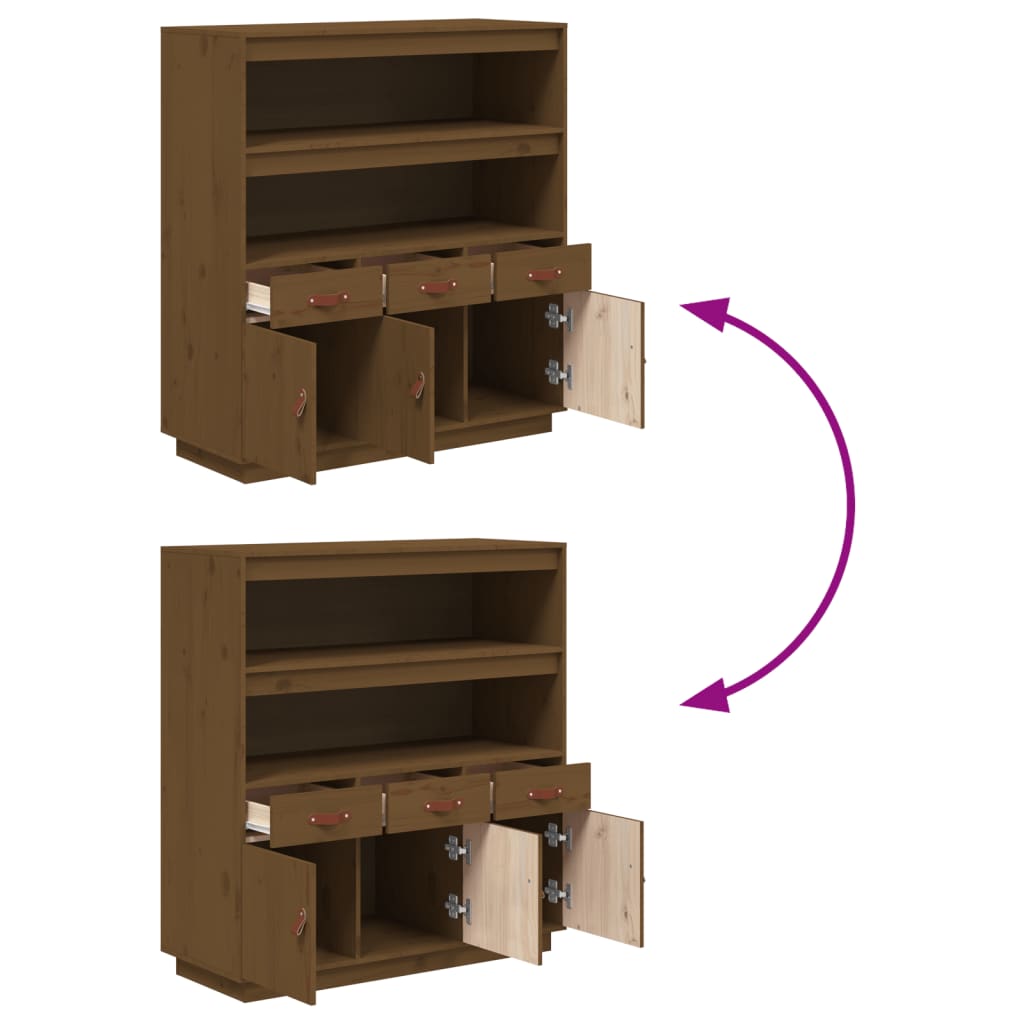 Vitrineskap Tre Honningbrun 100x40x108,5 cm heltre furu