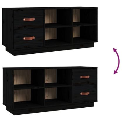 Skoskap Skohylle Skobenk Svart 100x34x45 cm heltre furu