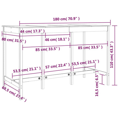 Barbord kafebord Bistrobord honningbrun 180x80x110 cm heltre furu