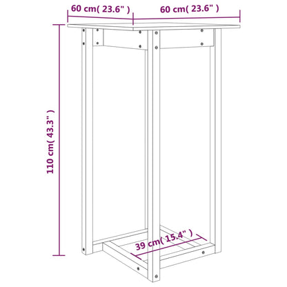 Barbord kafebord Bistrobord hvit 60x60x110 cm heltre furu