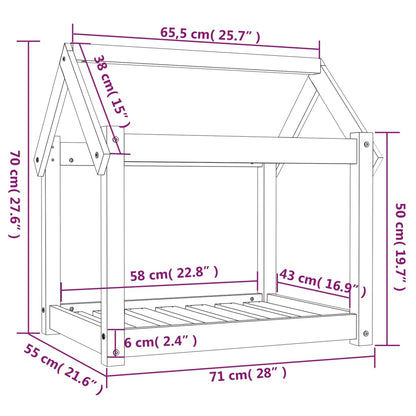 Hundeseng svart 71x55x70 cm heltre furu