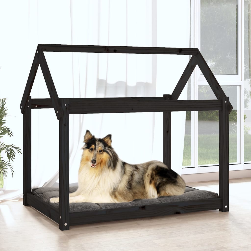 Hundeseng Svart 101x70x90cm heltre furu
