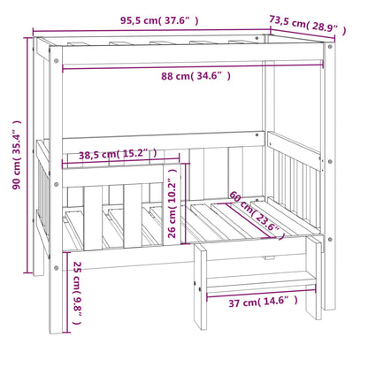 Hundeseng 95,5x73,5x90 cm heltre furu