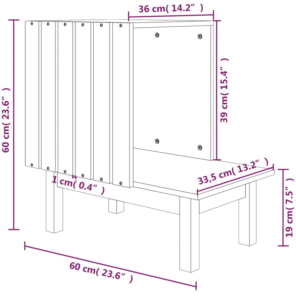 Katteseng Kattehus hvit 60x36x60 cm heltre furu