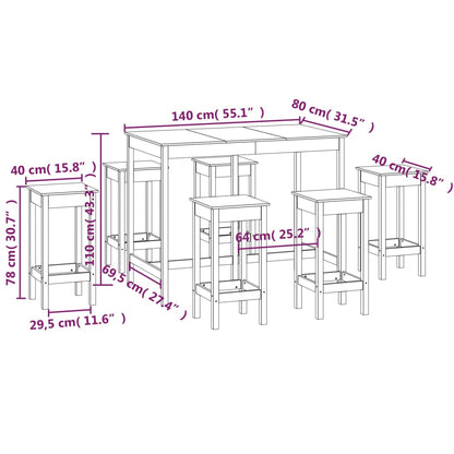 Barbord kafebord Bistrobor 7 deler heltre furu