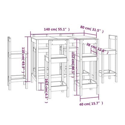 Barbord kafebord Bistrobord Barsett 7 deler heltre furu