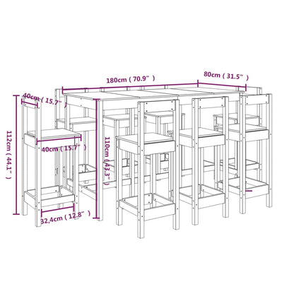 Barbord kafebord Bistrobord Barsett 9 deler heltre furu