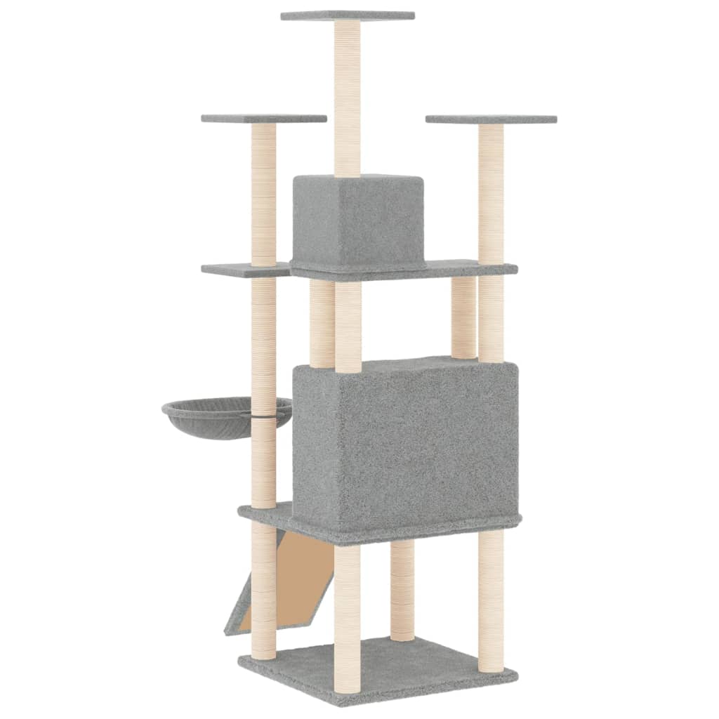 Kattemøbel Kattetre med klorestolper i sisal lysegrå 154 cm