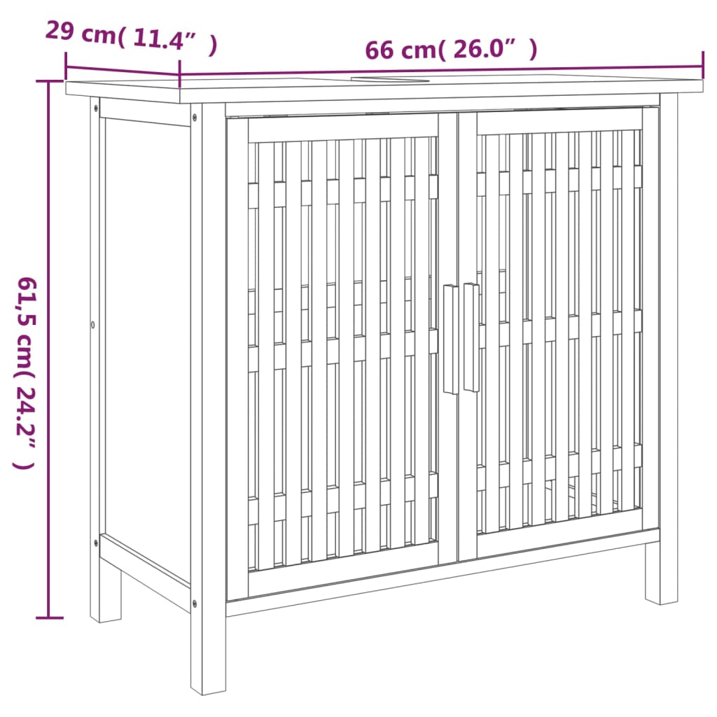 Baderomsservantskap 66x29x61,5 cm heltre valnøtt