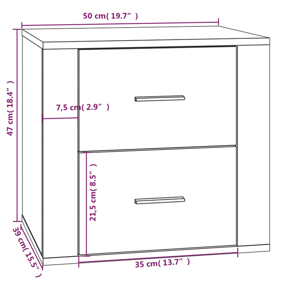 Nattbord Sengbord svart 50x39x47 cm