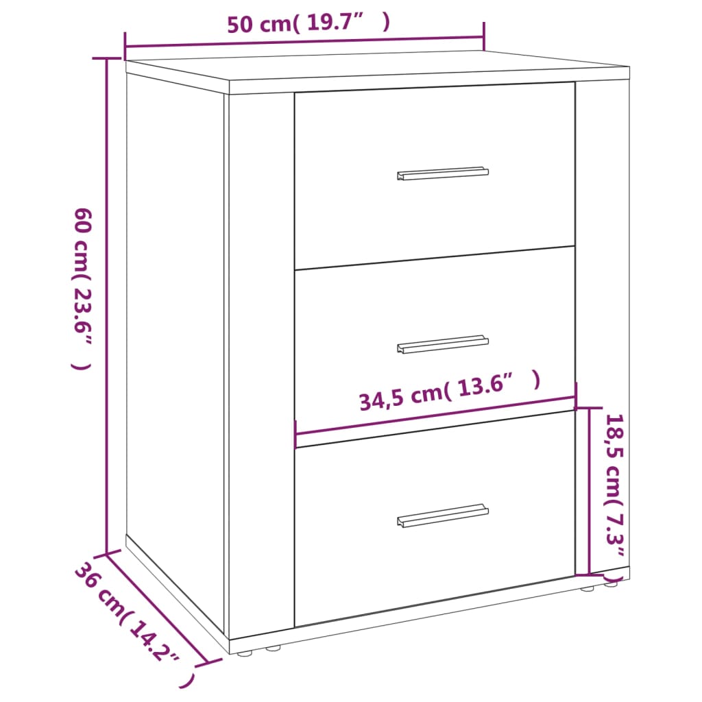 Nattbord Sengbord svart 50x36x60 cm konstruert tre