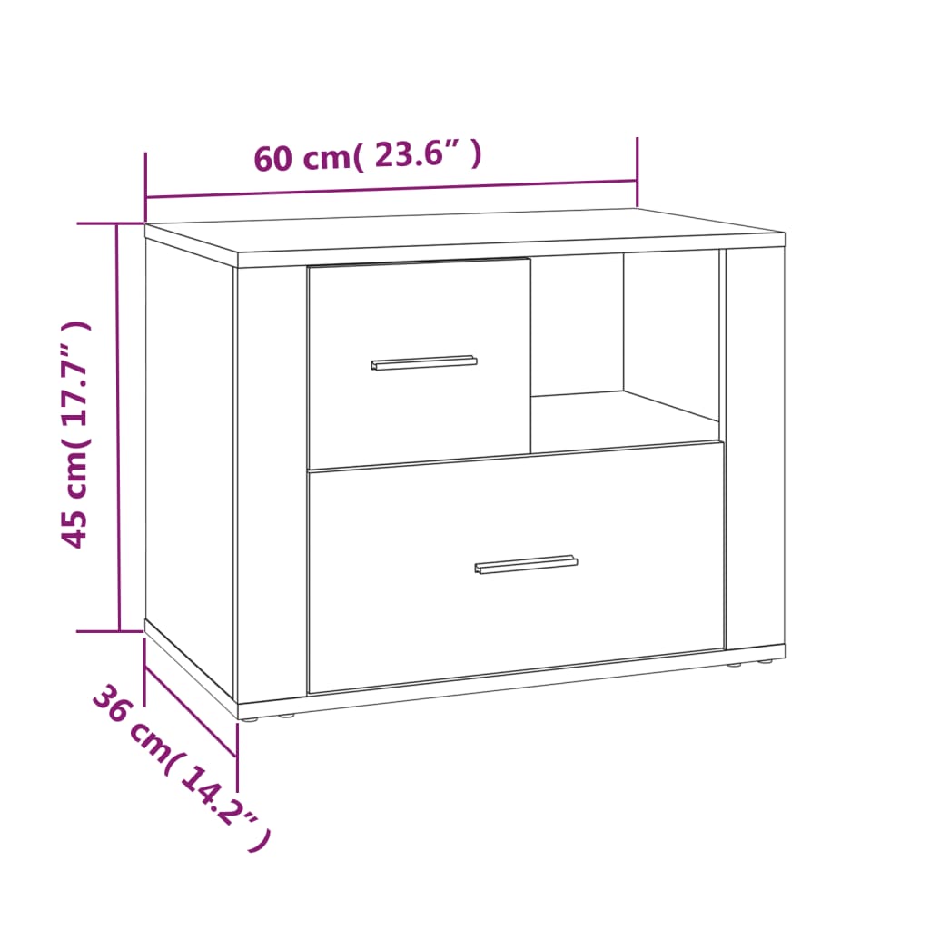 Nattbord Sengbord svart 60x36x45 cm konstruert tre