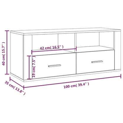 TV-benk betonggrå 100x35x40 cm konstruert tre