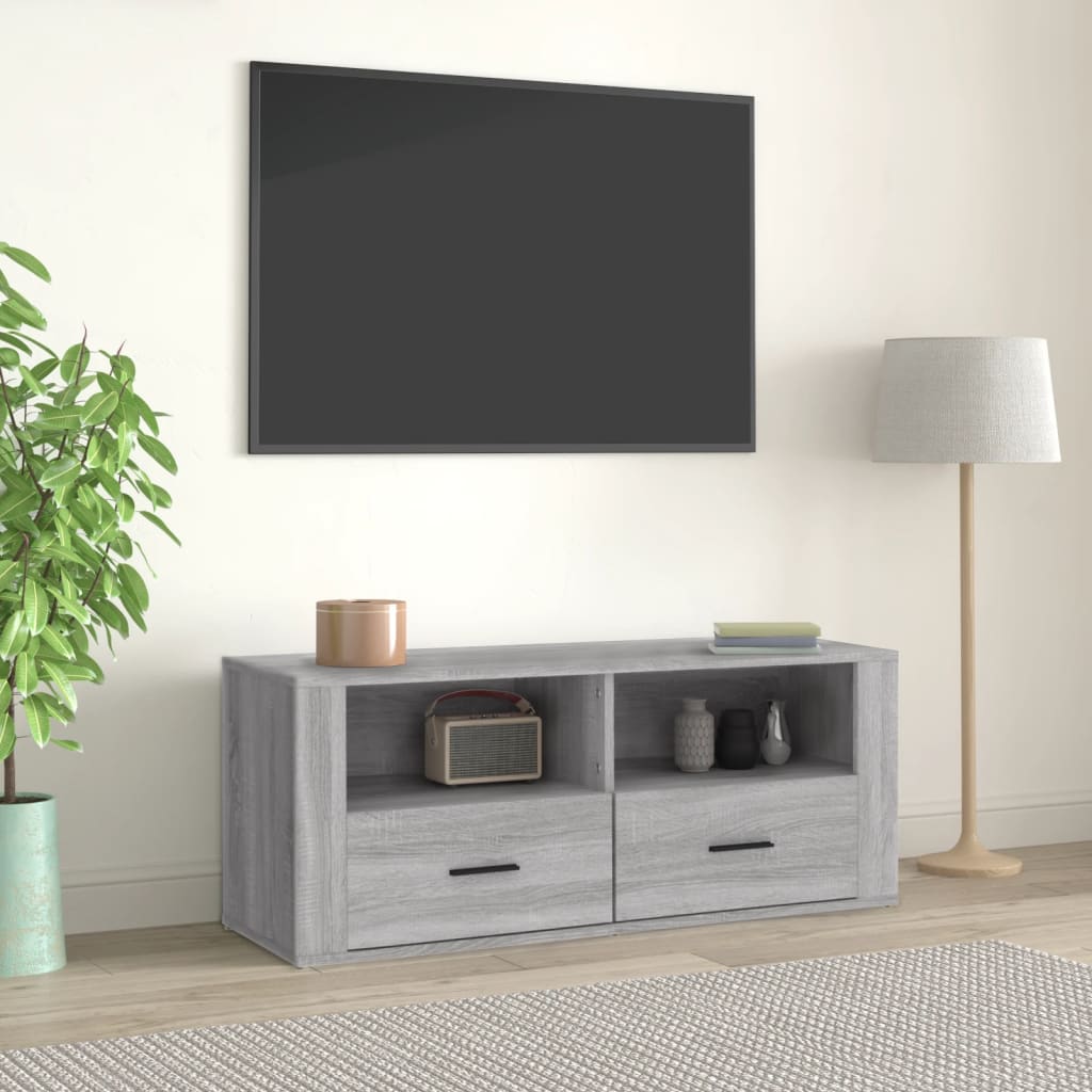 TV-benk grå sonoma 100x35x40 cm konstruert tre