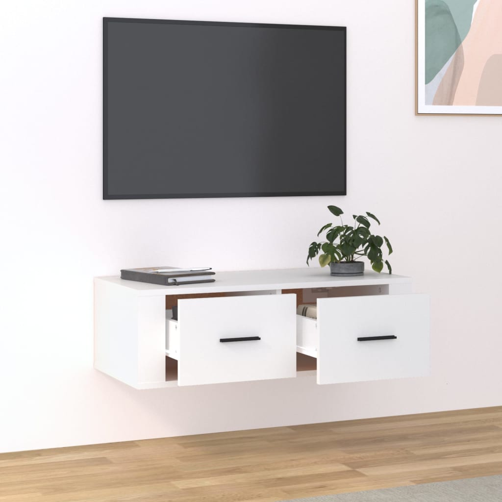 TV-benk hvit 80x36x25 cm konstruert tre