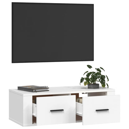 TV-benk hvit 80x36x25 cm konstruert tre