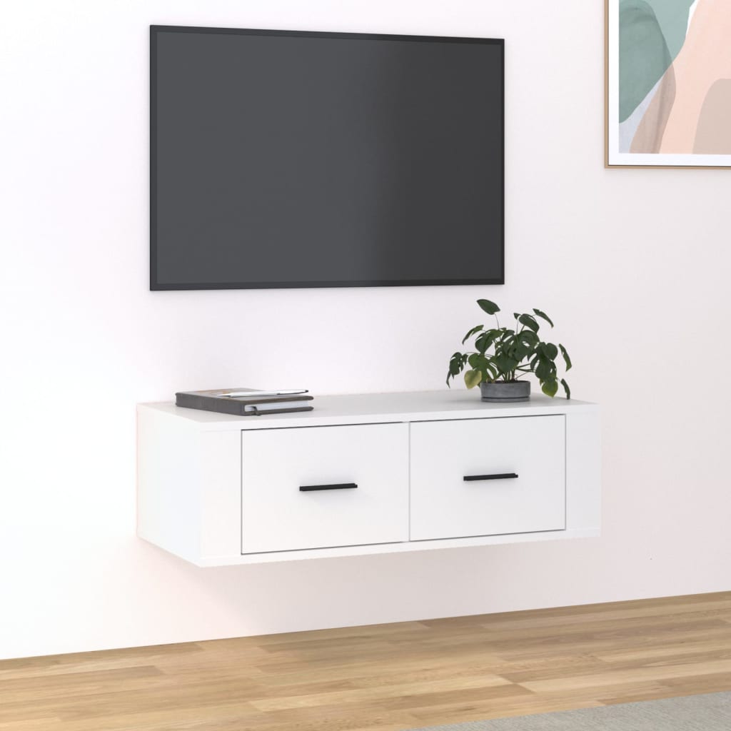 TV-benk hvit 80x36x25 cm konstruert tre