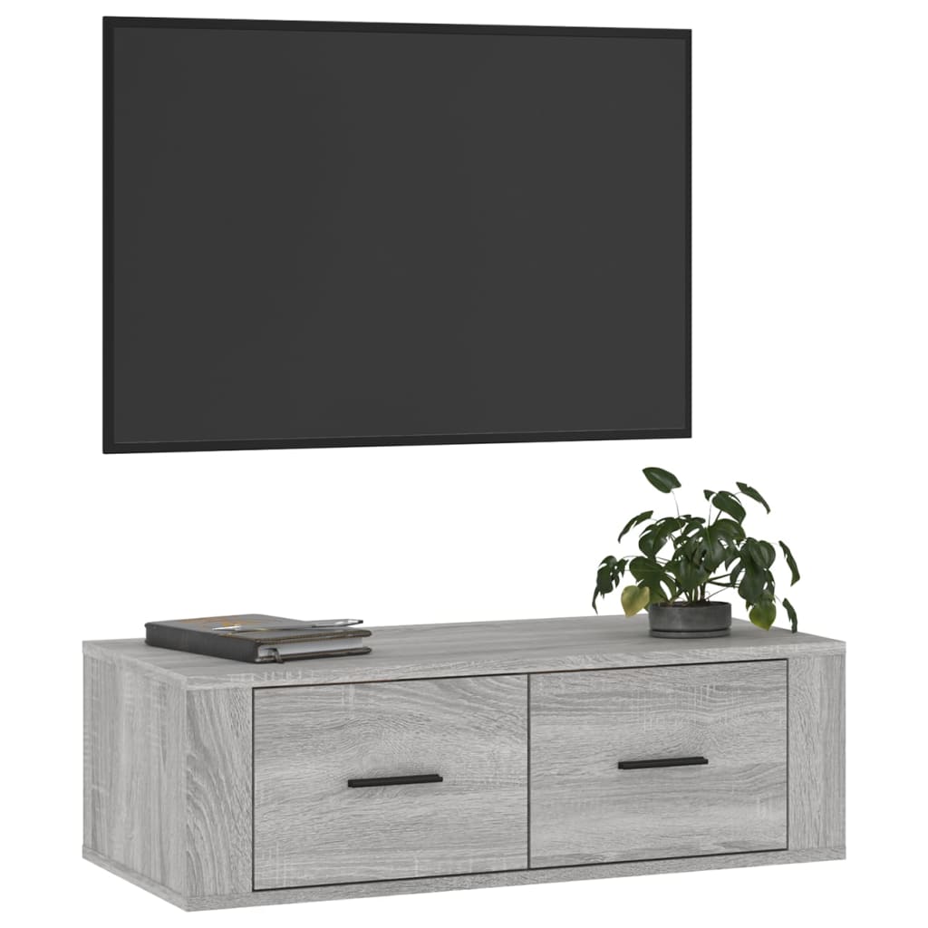 TV-benk grå sonoma 80x36x25 cm konstruert tre