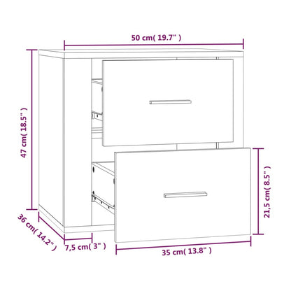 Nattbord Sengbord Veggmontert svart 50x36x47 cm