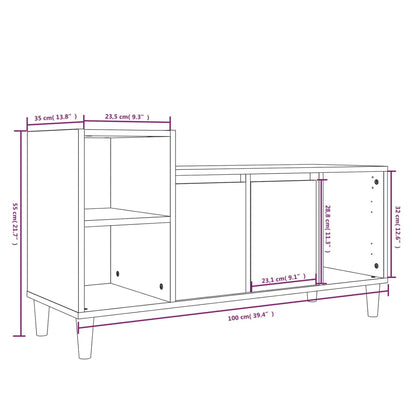 TV-benk hvit 100x35x55 cm konstruert tre