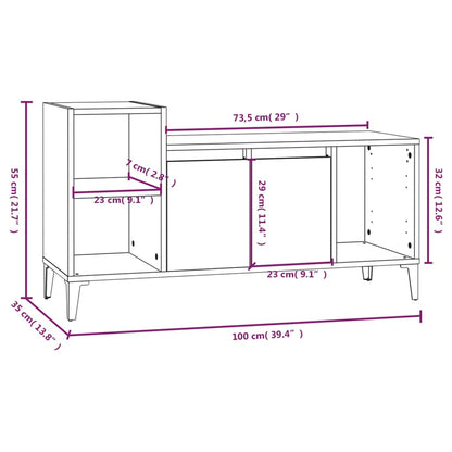 TV-benk hvit 100x35x55 cm konstruert tre