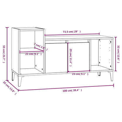 TV-benk betonggrå 100x35x55 cm konstruert tre