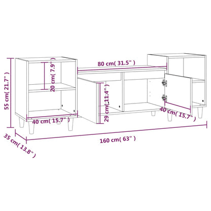 TV-benk betonggrå 160x35x55 cm konstruert tre