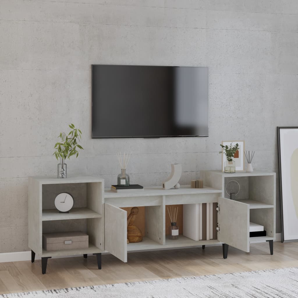 TV-benk betonggrå 160x35x55 cm konstruert tre