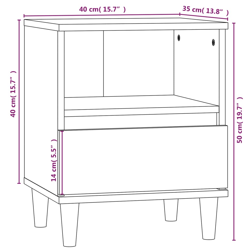 Nattbord Sengbord svart 40x35x50 cm