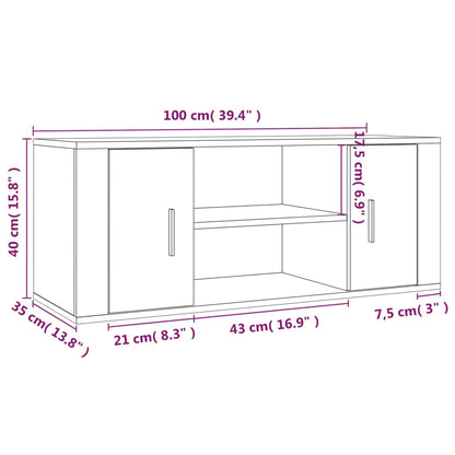 TV-benk hvit 100x35x40 cm konstruert tre