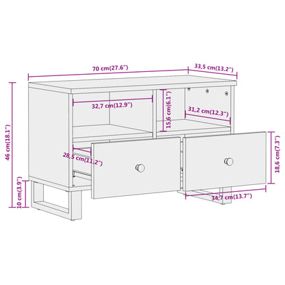 TV-benk brun og svart 70x33,5x46 cm heltre mango