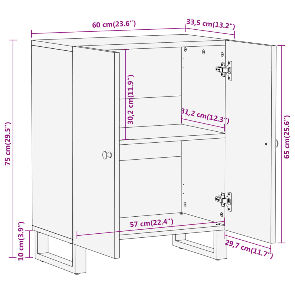 TV-benk brun og svart 60x33,5x75 cm heltre mango