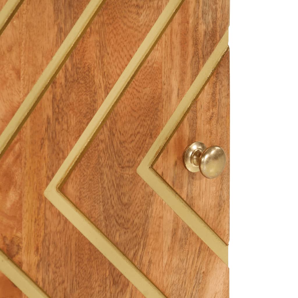 Nattbord Sengbord Tre heltre mangotre Brun og Svart 50x33x60 cm