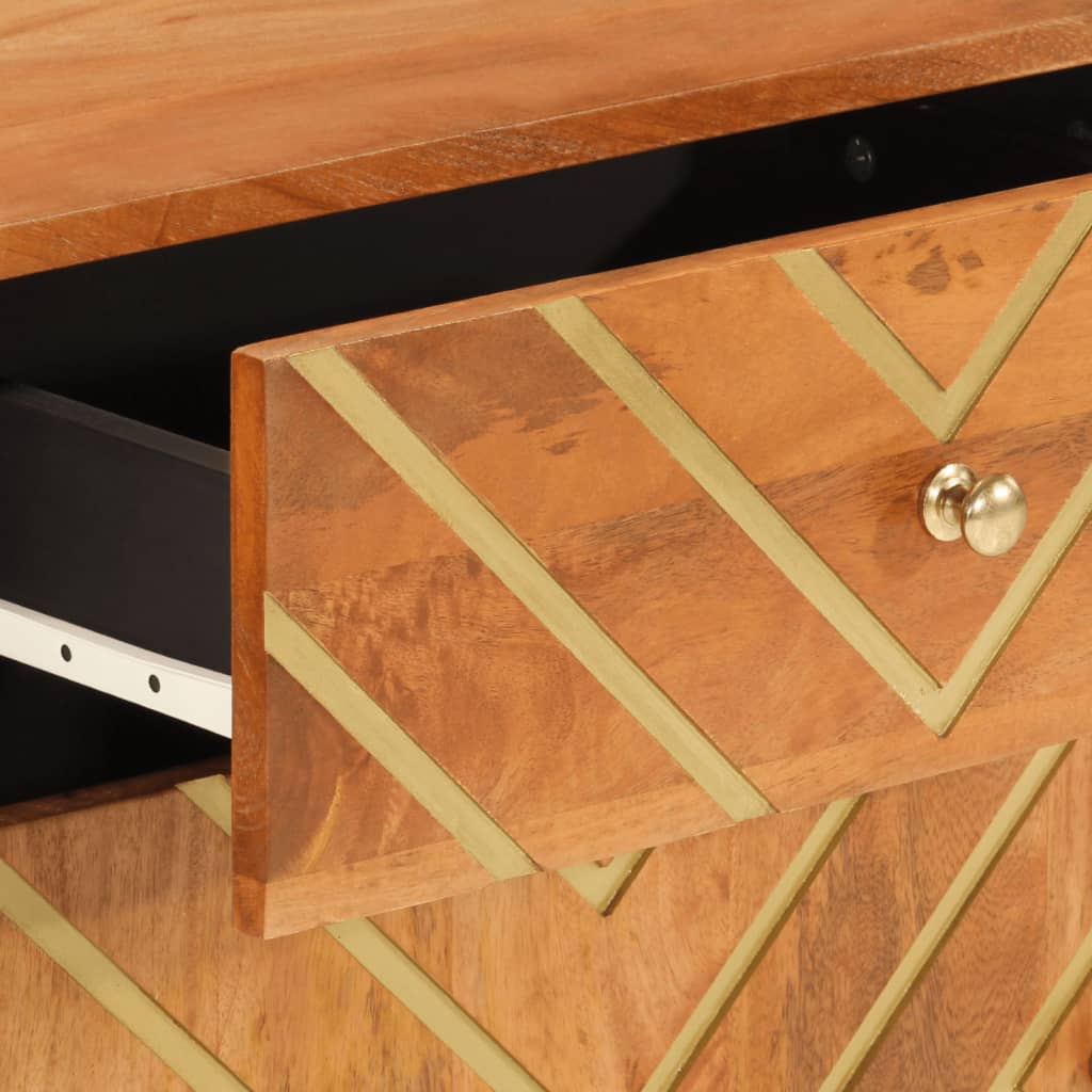 Nattbord Sengbord Tre heltre mangotre Brun og Svart 50x33x60 cm