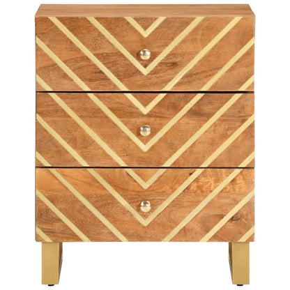 Nattbord Sengbord Tre heltre mangotre Brun og Svart 50x33x60 cm