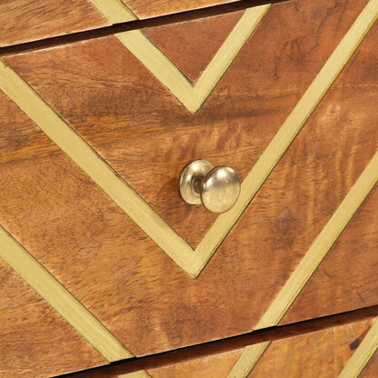 Nattbord Sengbord Tre heltre mangotre Brun og Svart 50x33x60 cm