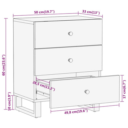 Nattbord Sengbord Tre heltre mangotre Brun og Svart 50x33x60 cm