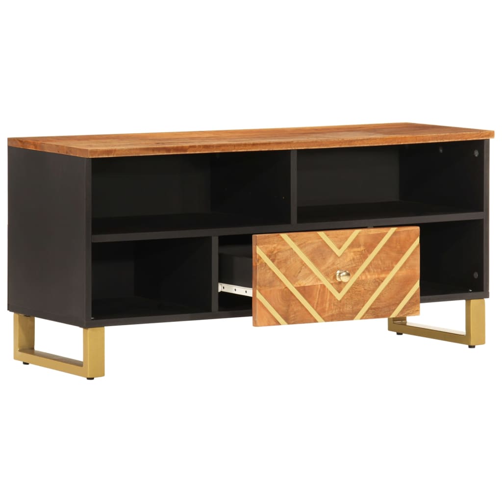 TV-Møbel Svart TV-benk Brun 100x33,5x46 cm heltre mango