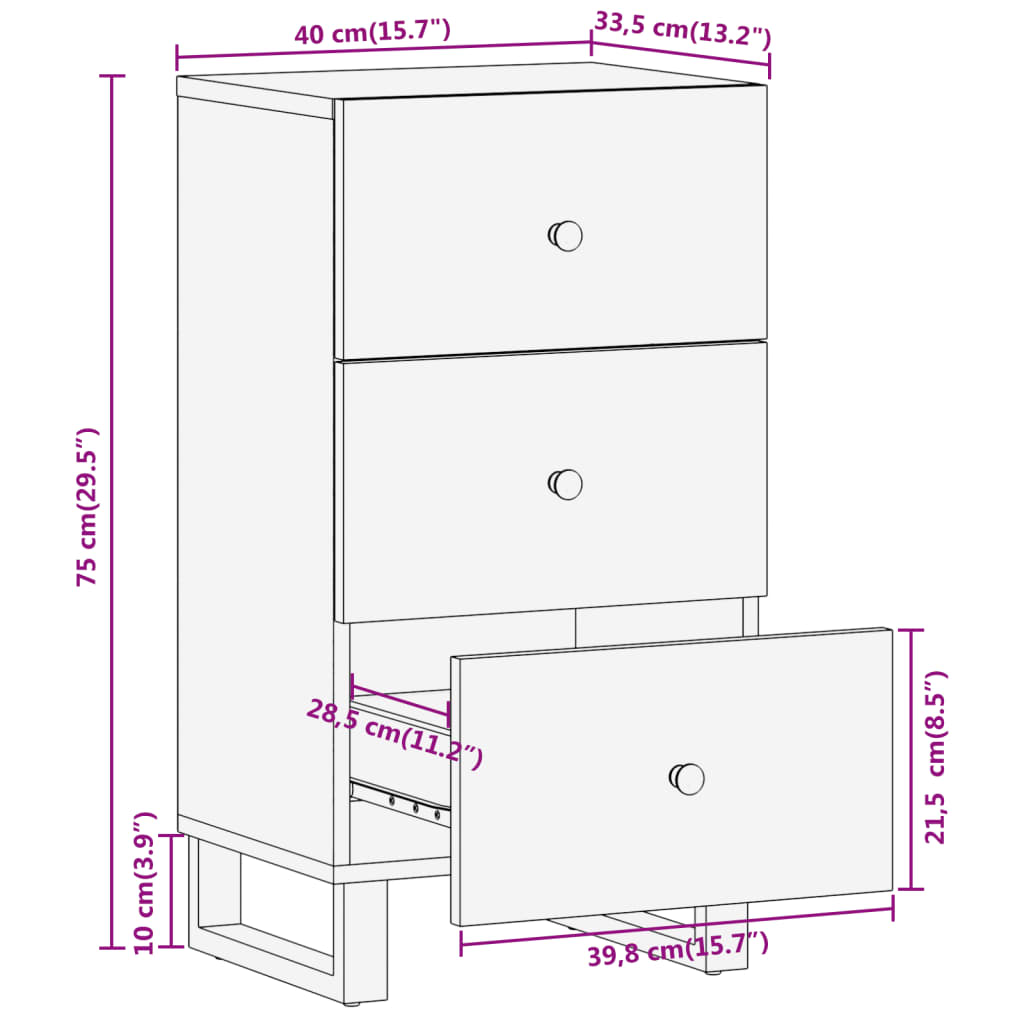 TV-benk brun og svart 40x33,5x75 cm heltre mango