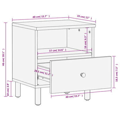 Nattbord Sengbord svart heltre mango 40x33x46 cm