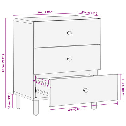 Nattbord Sengbord svart heltre mango 50x33x60 cm