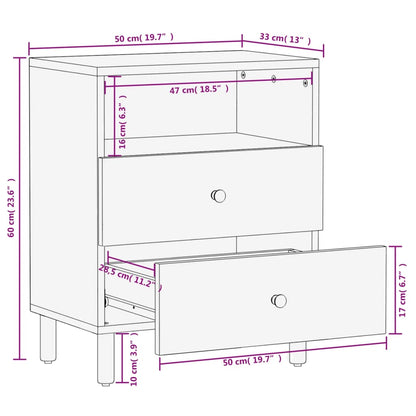 Nattbord Sengbord svart heltre mango 50x33x60 cm