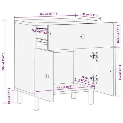 Nattbord Sengbord svart heltre mango 50x33x60 cm