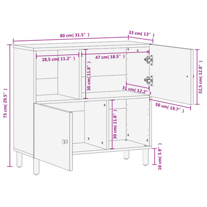 Skap svart 80x33x75 cm heltre mango