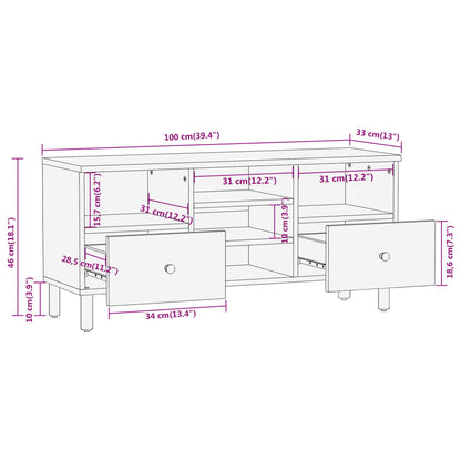 TV-benk 100x33x46 cm heltre mango