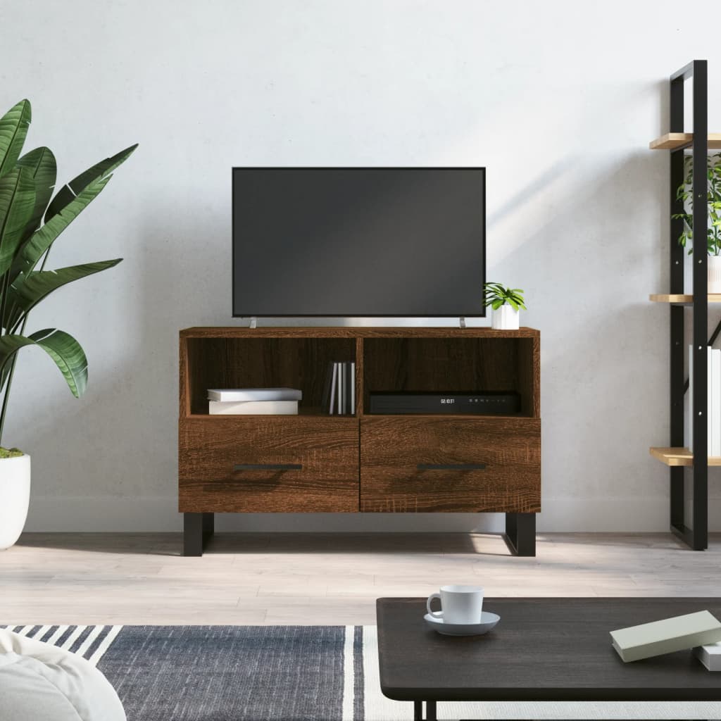 TV-benk brun eik 80x36x50 cm konstruert tre