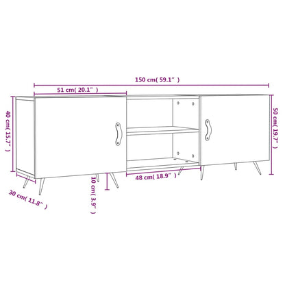 TV-benk hvit 150x30x50 cm konstruert tre