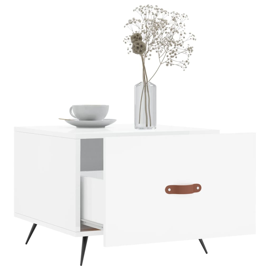 Sidebord Høyglans Hvit 2 stk Høyglans Hvit 50x50x40 cm