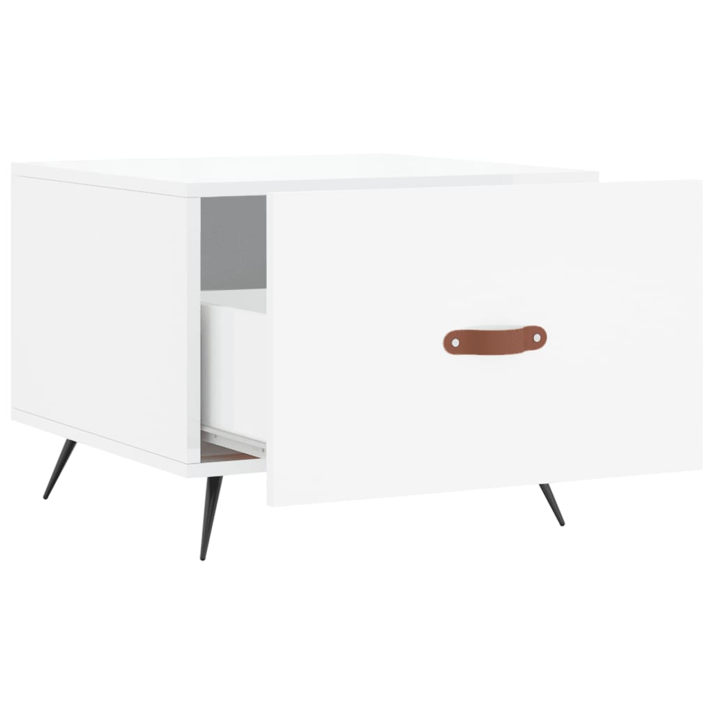 Sidebord Høyglans Hvit 2 stk Høyglans Hvit 50x50x40 cm